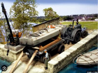 1 Lanz Tractor - 1 Trailer - 1 Command Boat - 1 Tractor Driver And 3 Soldiers