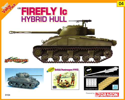 British Sherman Firefly Ic Hybrid Hull Tank with British Paratroopers WWII - Image 1