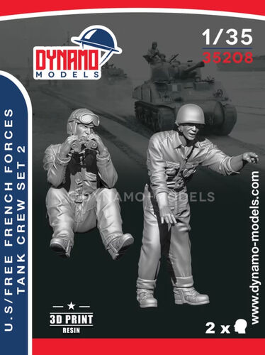 US / Free French Forces WWII Tanker 1944 Set 2 (2 Figures / 3D-Printed) - Image 1