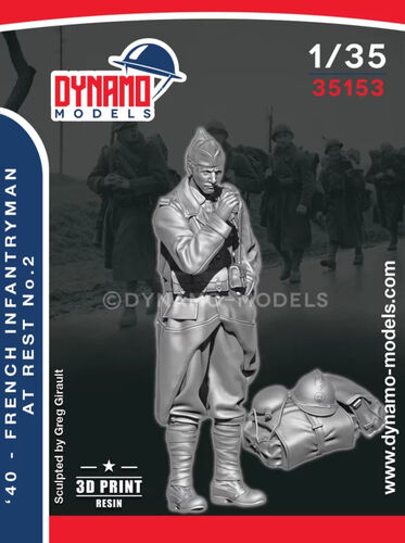 French 1940 Infantryman at Rest No.2 (3D-Printed) - Image 1